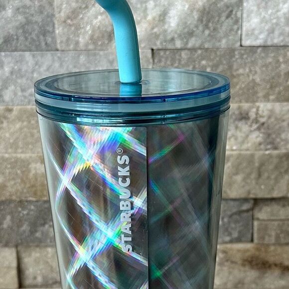 Starbucks Insulated Tumbler NEW Summer 2024 Iridescent Top With Straw 24 oz Merm - Picture 2 of 5